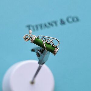 RARE Vintage Tiffany & Co. 14k Yellow Gold Enamel Golf Bag Tie Pin